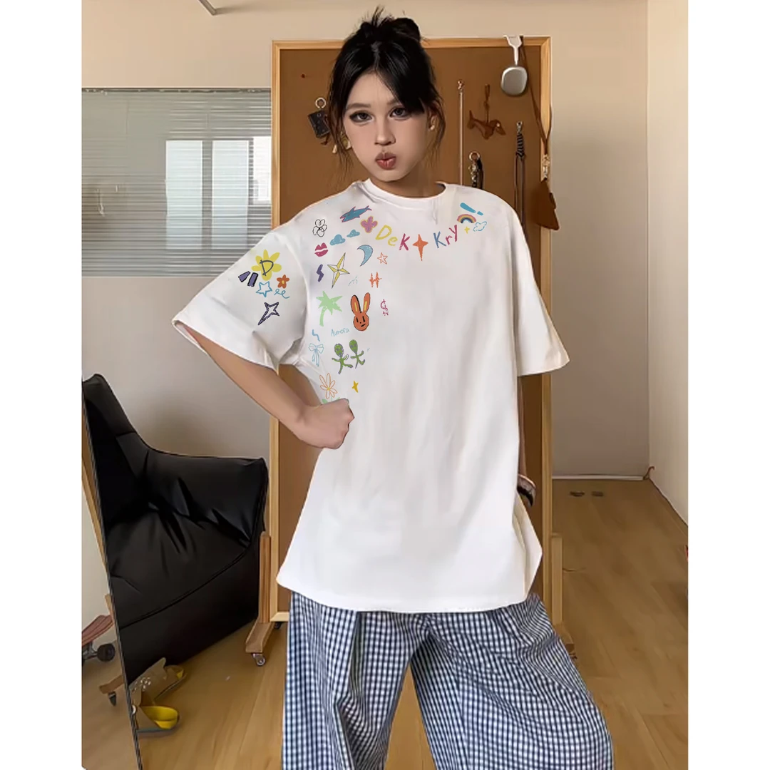 labzaa美式个性卡通动漫印花纯棉短袖T恤夏季男女宽松休闲上衣潮