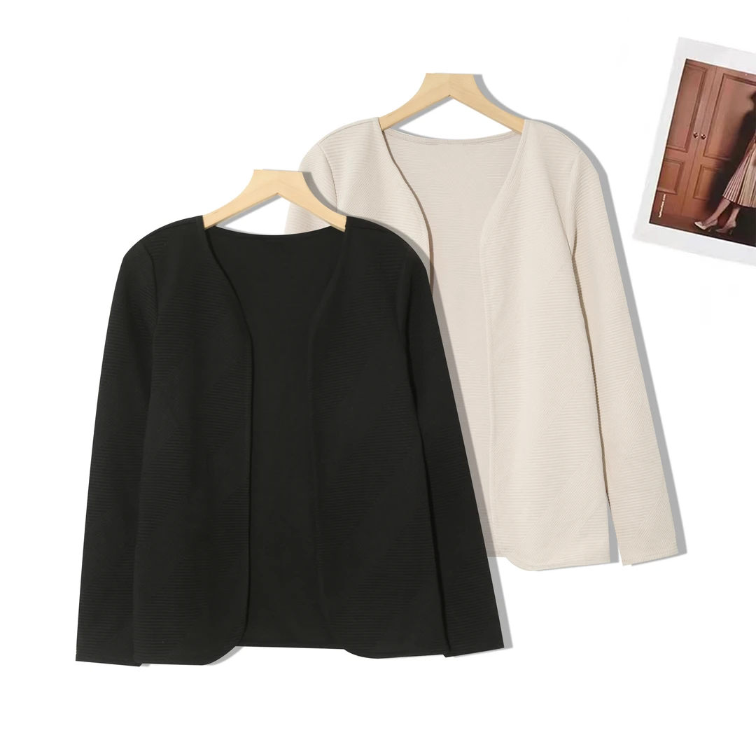 慵懒风长袖外套春秋潮流新款开衫百搭纯色高级女款休闲P-2G397