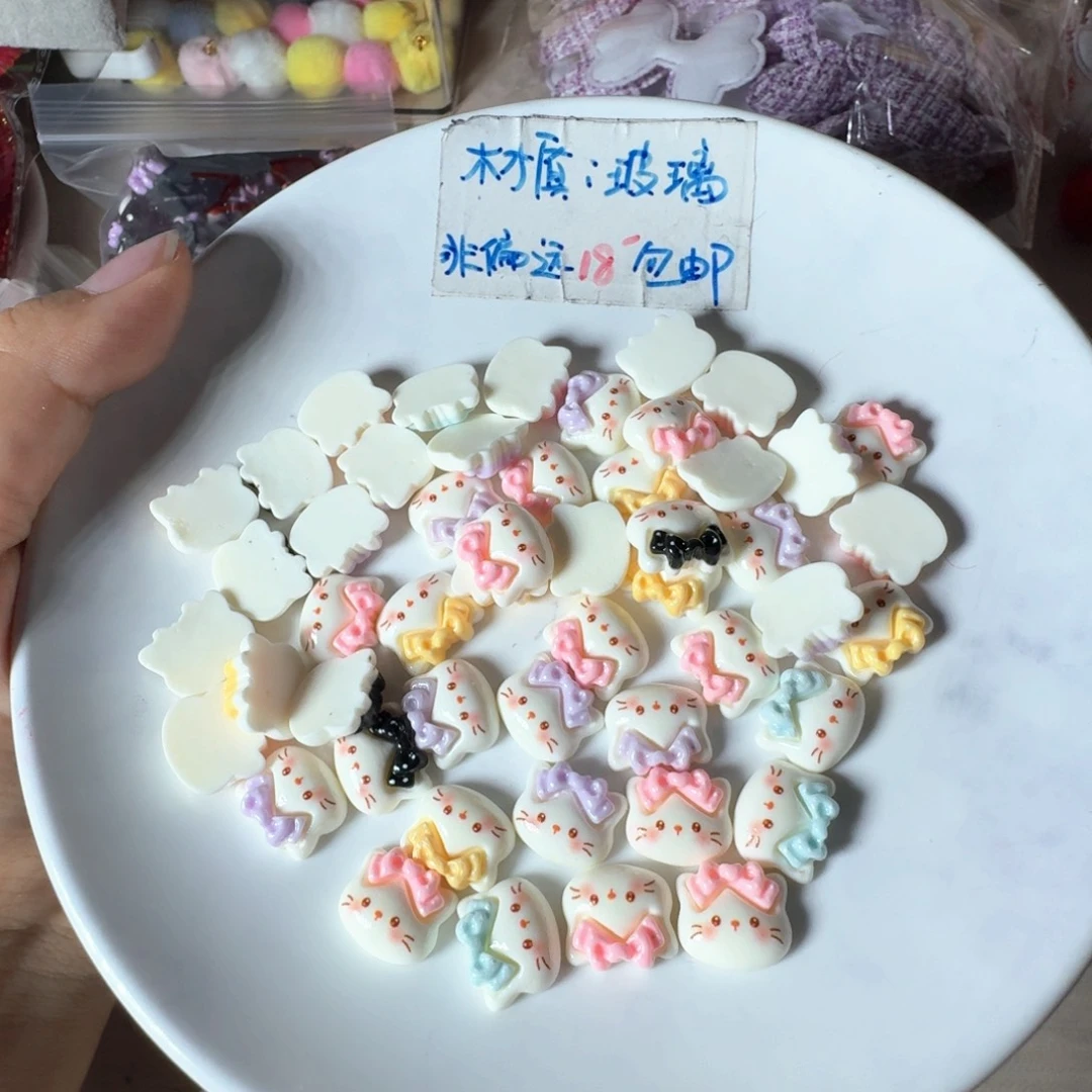 玻璃非金属305蝴蝶结猫咪头小号50个