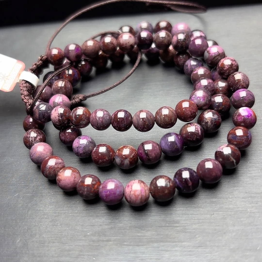 苏纪石（舒俱来）未镶嵌全玉化艳紫俏色项链大漏