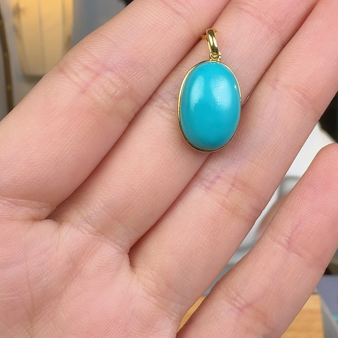 绿松石18K金镶嵌挂件