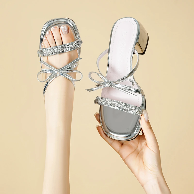 凉鞋女款2025新款爆款高跟露趾凉拖百搭外穿网红粗跟拖鞋女鞋外穿