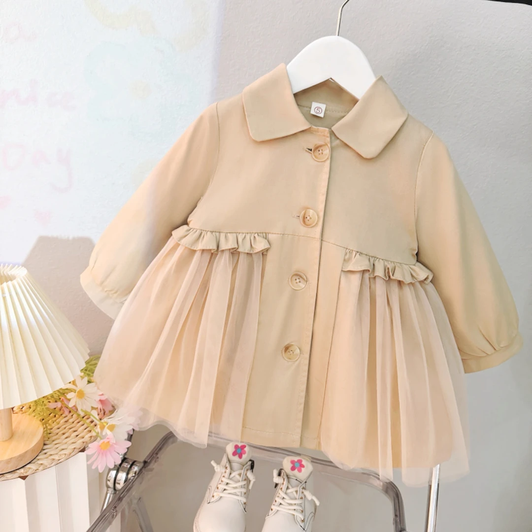 女童风衣外套春秋2025新款儿童洋气休闲中长款女宝宝秋季韩版秋装