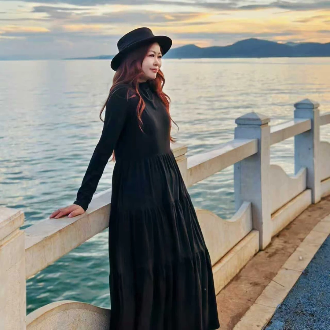 【董艺旅行穿搭】若水·针织打底裙长袖打底衣秋冬百搭穿搭必备