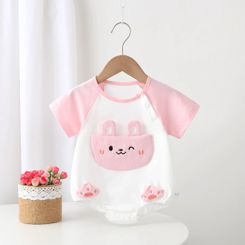 婴儿连体衣服夏季女宝宝纯棉插肩公主风外出服包屁衣夏天薄款哈衣