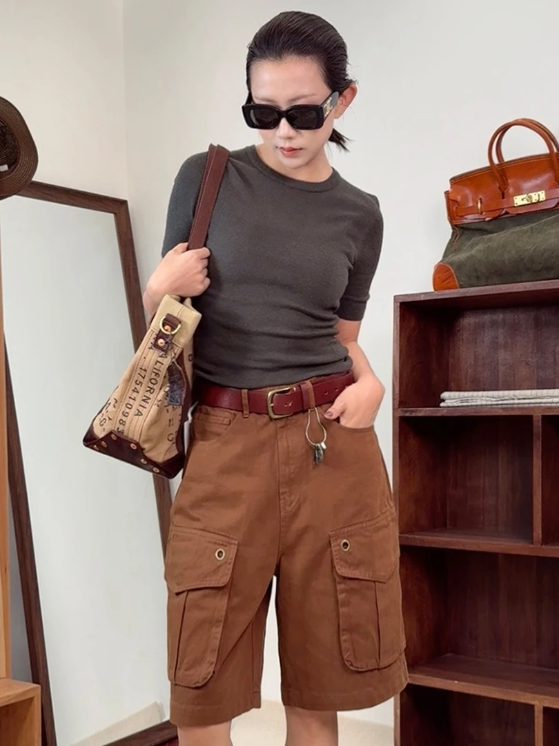 失物招领潮牌女装 2025夏季新款纯色圆领紧身显瘦短袖T恤24099