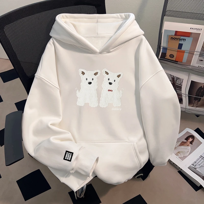 jtrt美式高街趣味可爱小狗印花秋冬季重磅连帽oversize休闲卫潮衣