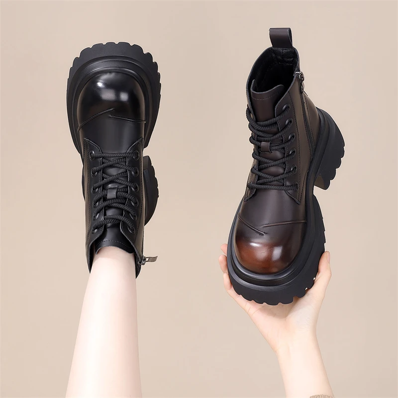 爆款增高马丁靴女2024冬季新款英伦风厚底显高显瘦小个子加绒短靴