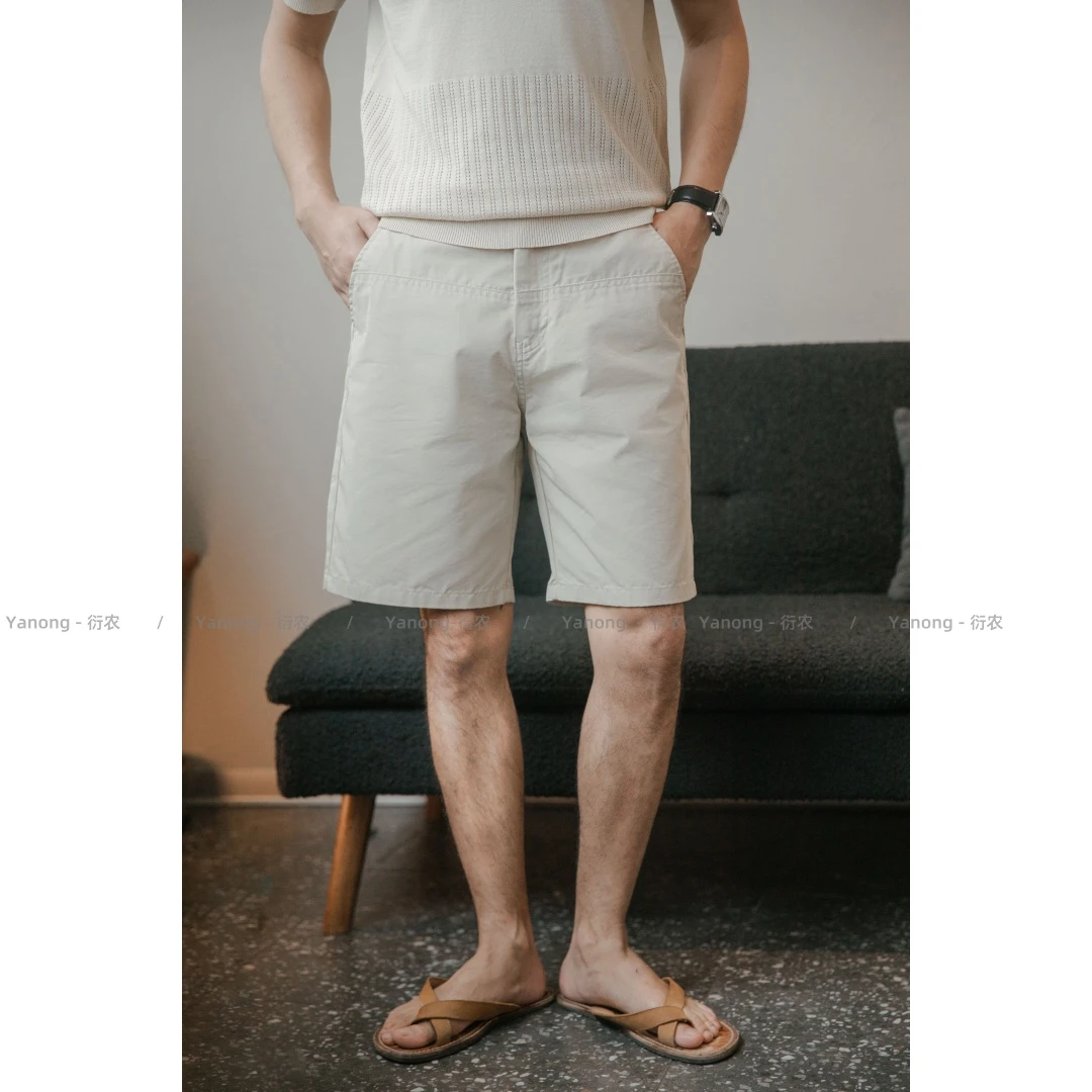 老钱风休闲裤宽松时尚百搭男士直筒短裤简约纯色中裤夏季五分裤子