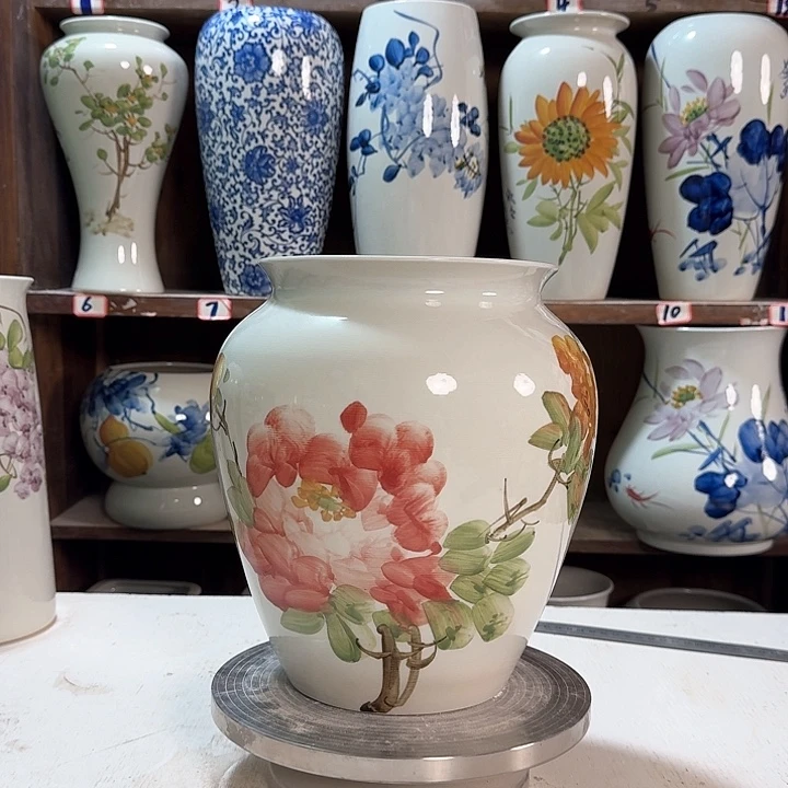 瓶高26口18.5牡丹新款陶瓷陶瓷