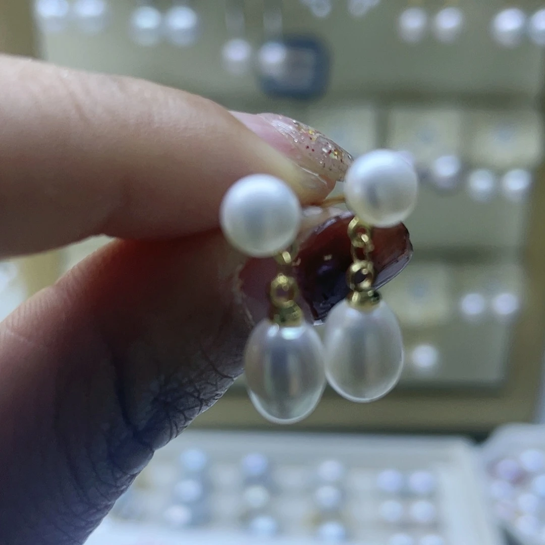 淡水珍珠耳饰银S925镶嵌