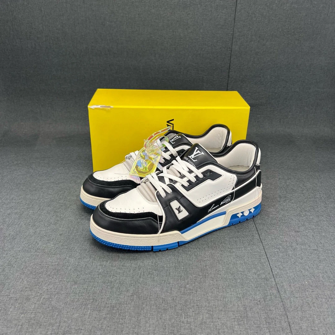 95新 LouisVuitton/路易威登 码数43.5lv trainer 藤原浩 黑蓝
