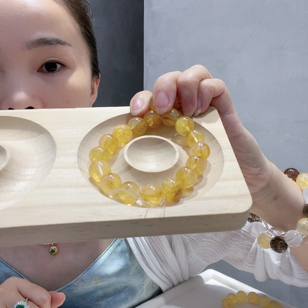 【闪购商品】未镶嵌手串水晶多样性发一12黄胶花