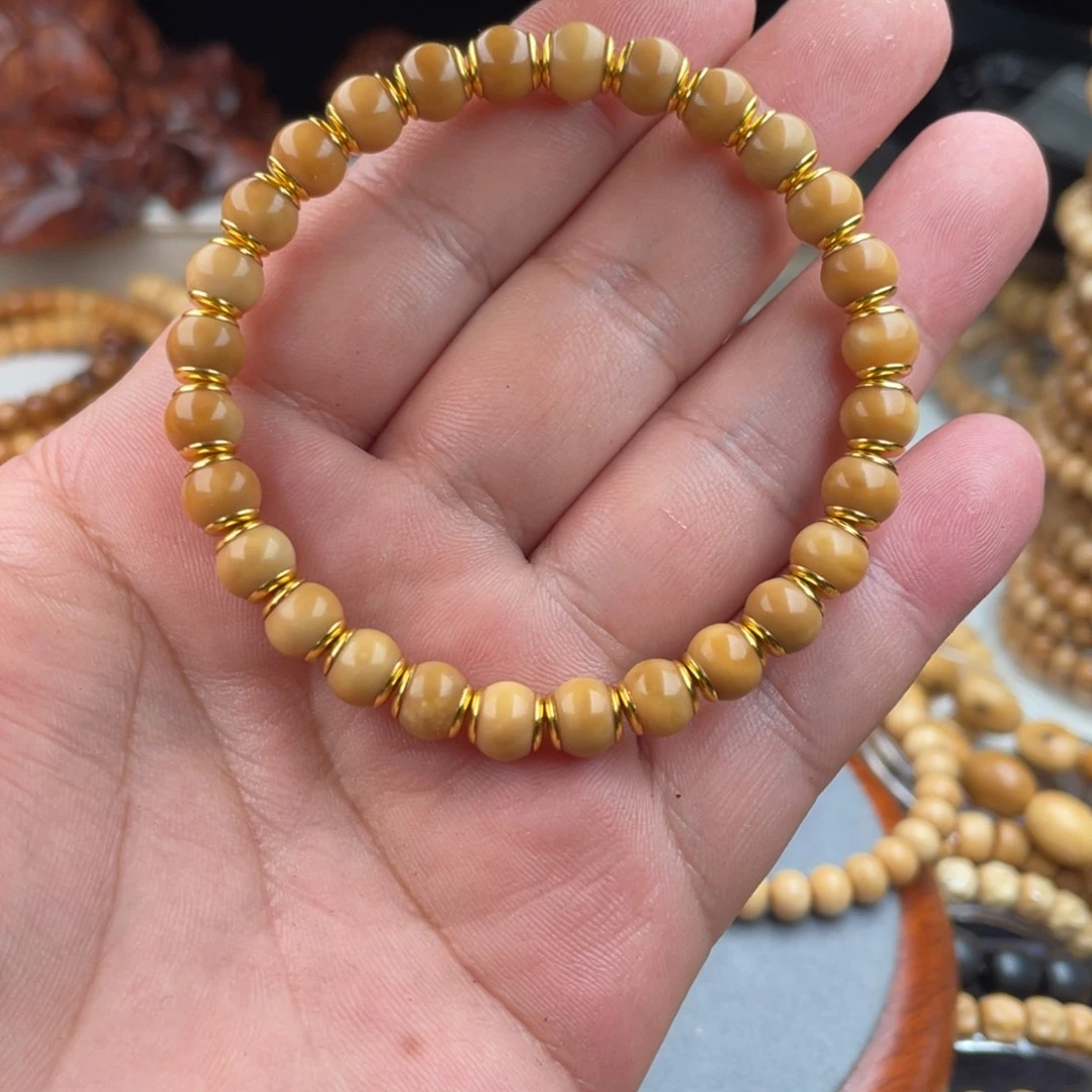 菩提根/象牙果手串真龙脊老料8镶嵌手串无科技