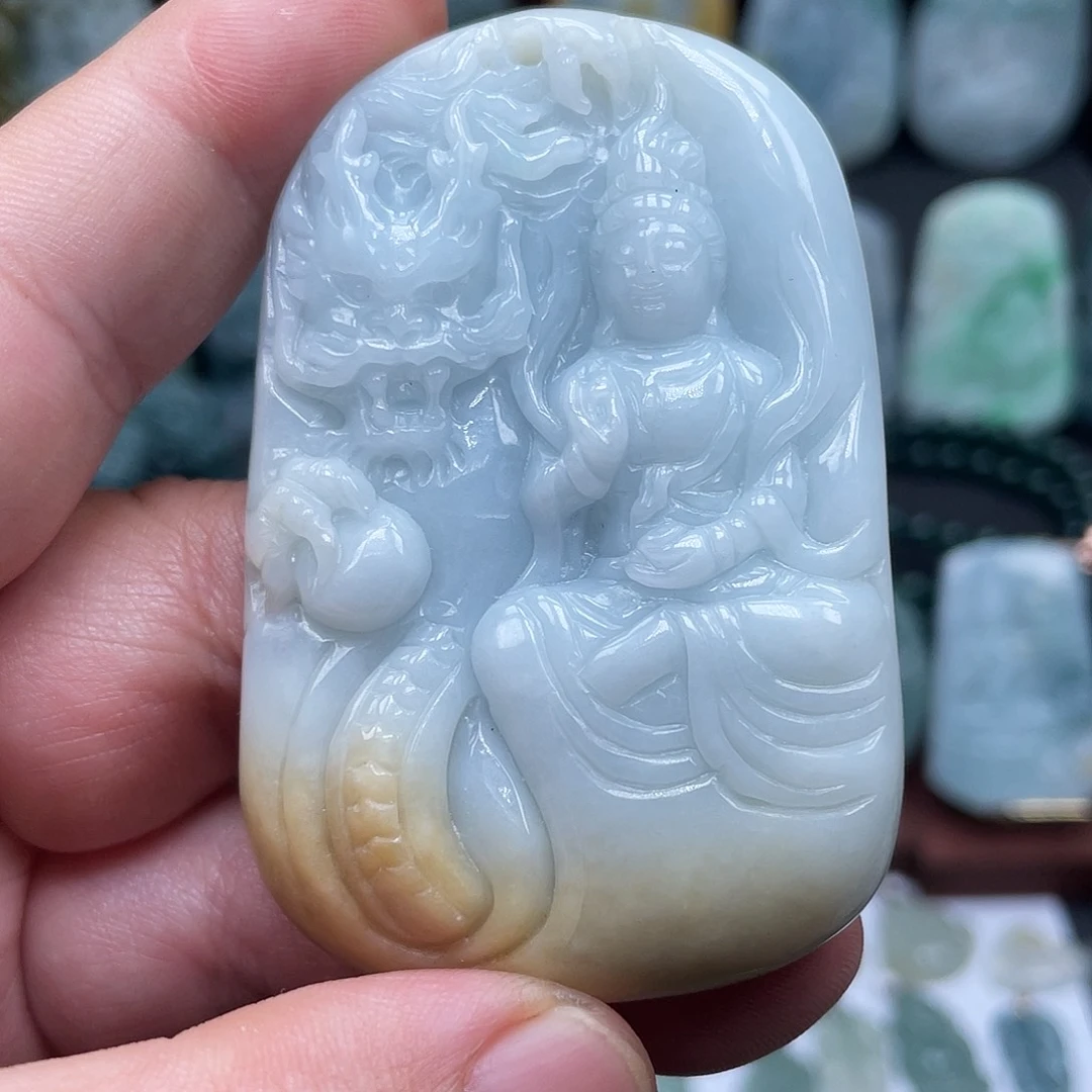 翡翠未镶嵌颈饰玉龙观音