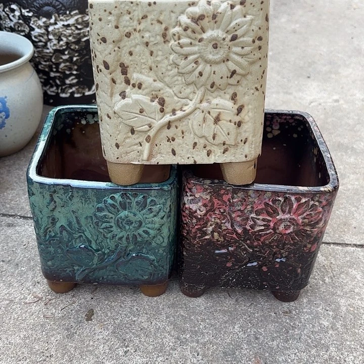 紫砂茶碗三个口径14高度16