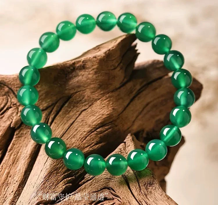 天然海洋玉髓绿玛瑙6mm手串-新中式天然满绿玉石手串