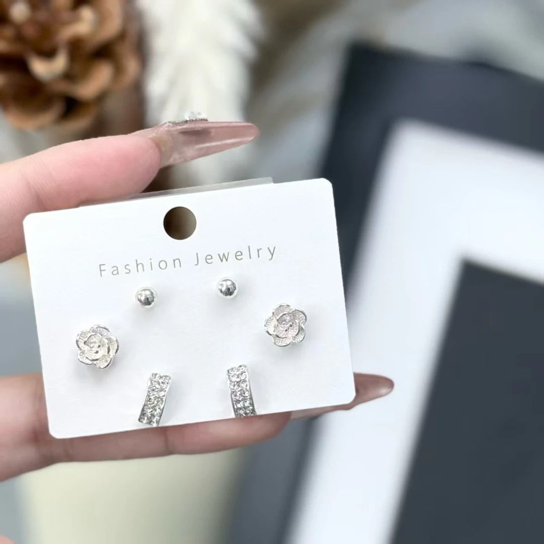 铜合金耳饰 925银针 「青鸢引月」六件套耳钉养儿洞神器简约 J-047