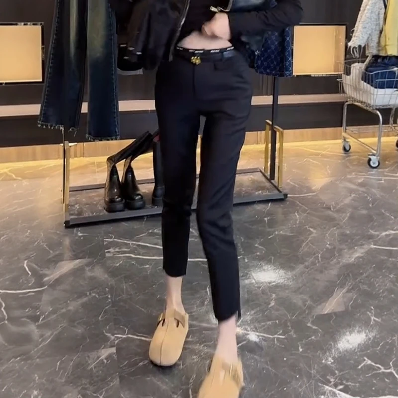 2025秋季新款纯色气质洋气西裤大码女装高腰显瘦百搭休闲烟管裤子