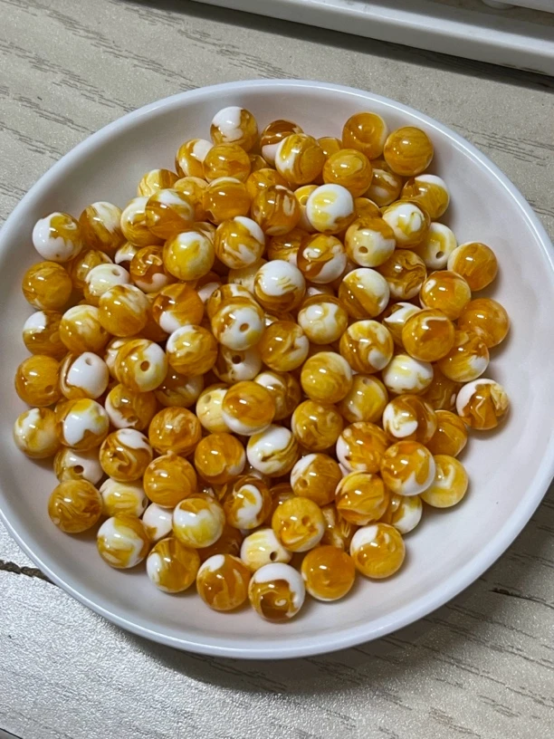 蜜蜡散珠 金瓷白溶洞 A761 卡8mm 30颗（赠弹力绳）