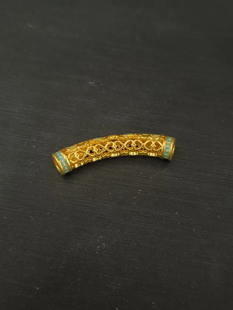 【金展珠宝】足金 翠绿弯管配件 转运珠
