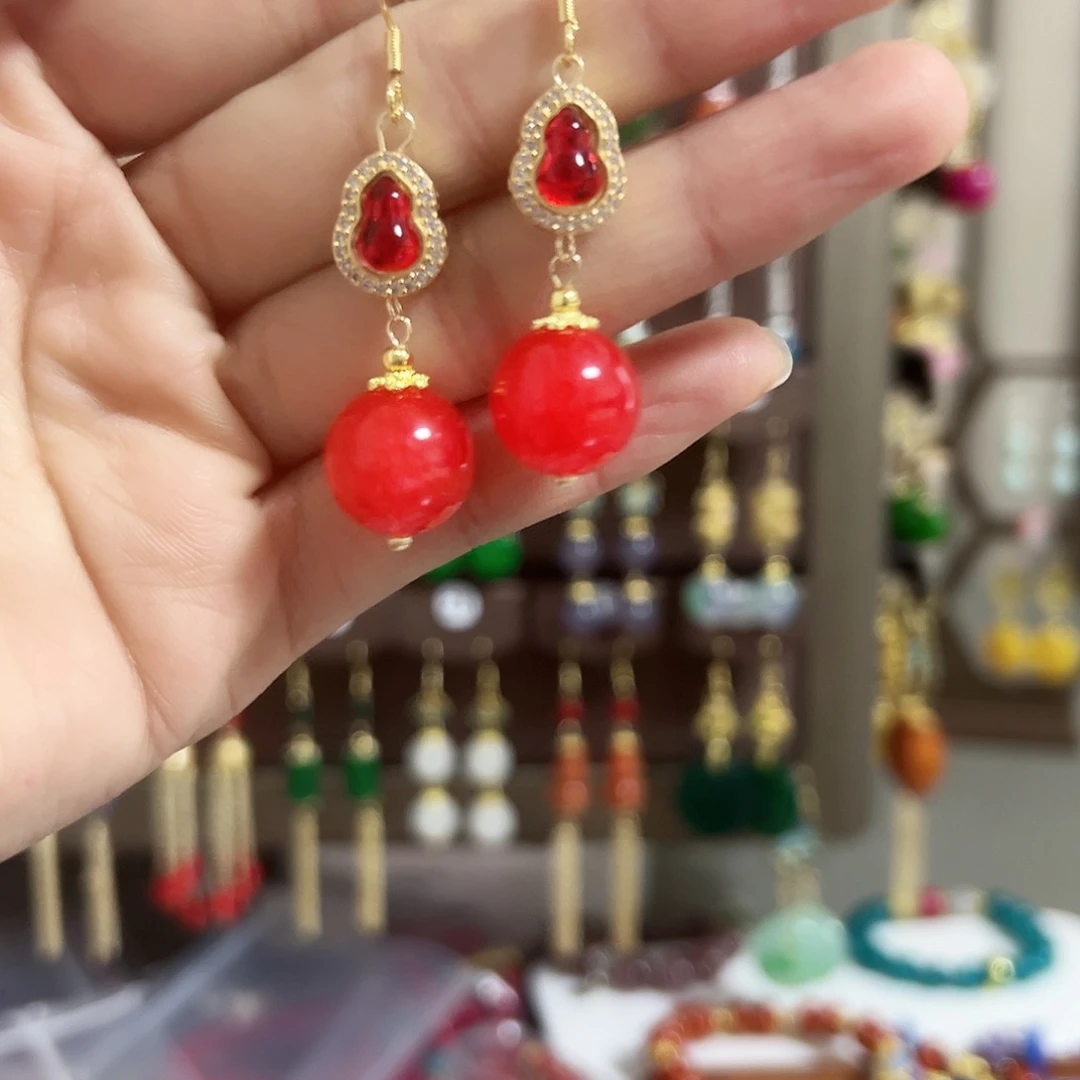 未镶嵌翡翠耳饰古风