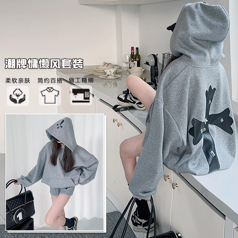 【酷哒仔】女童潮牌慵懒风连帽卫衣套装2025春秋中大童休闲两件套