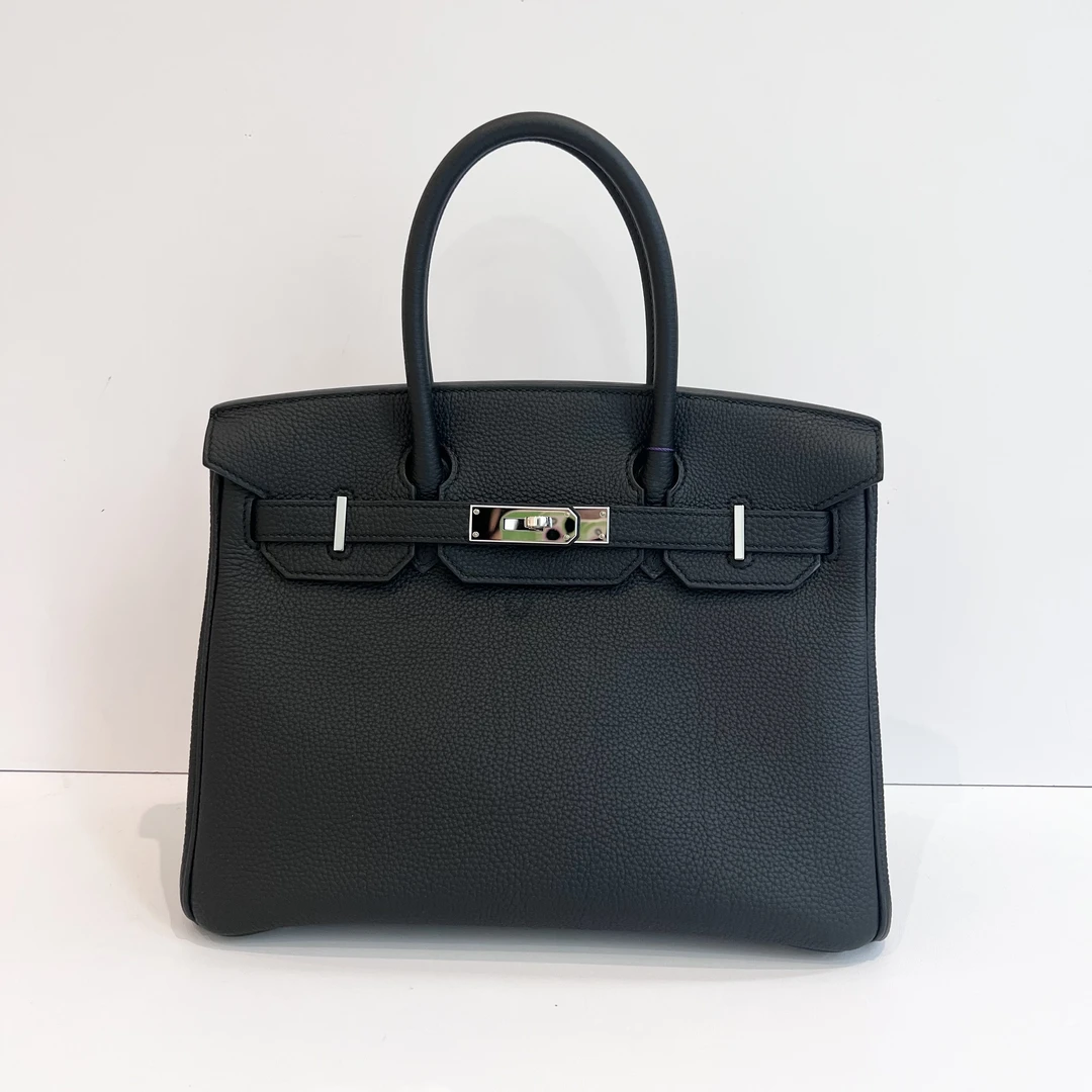 未使用 Hermes/爱马仕 蔚蓝/birkin30 黑银 togo皮 K刻