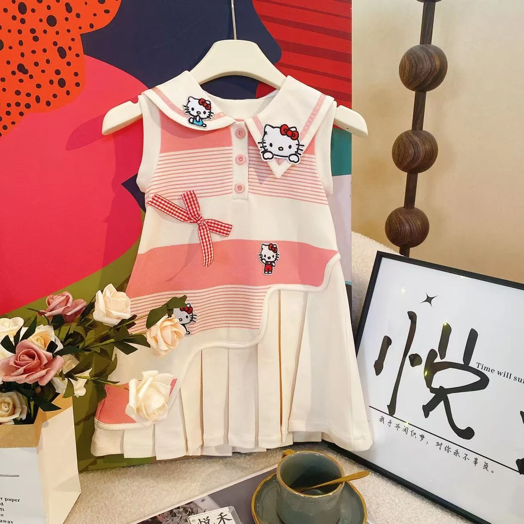 Y2女童韩版时尚夏季新款粉色女宝kt洋气无袖儿童连衣裙80567