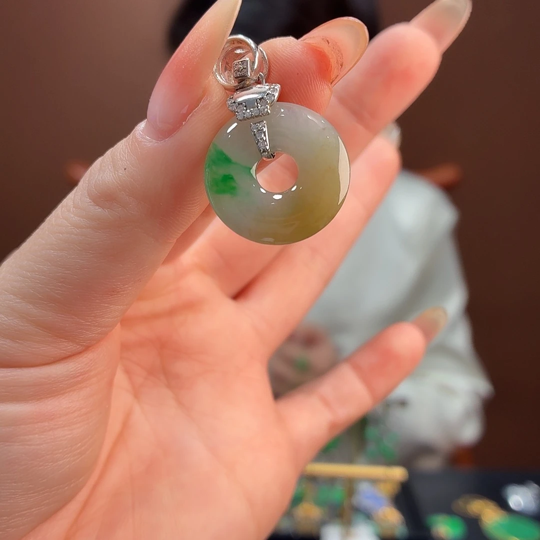 翡翠银S925镶嵌颈饰有纹介意勿拍