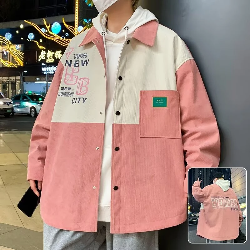 2025春秋款衬衫外套男宽松大码衬衫夹克男潮牌青少年痞帅工装上衣