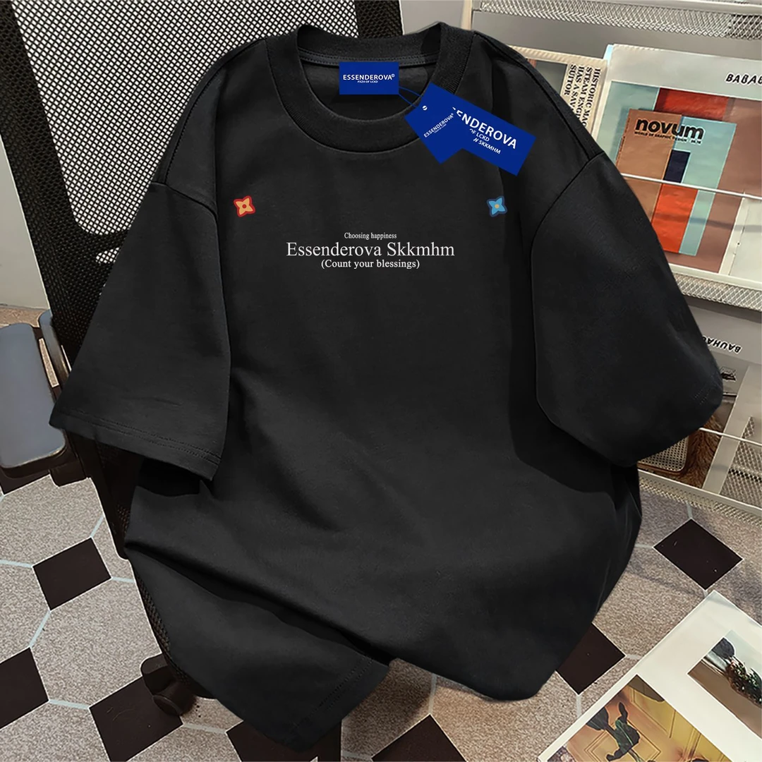 100%纯棉简约设计感字母圆领短袖t恤女夏季遮肚百搭情侣上衣男ins