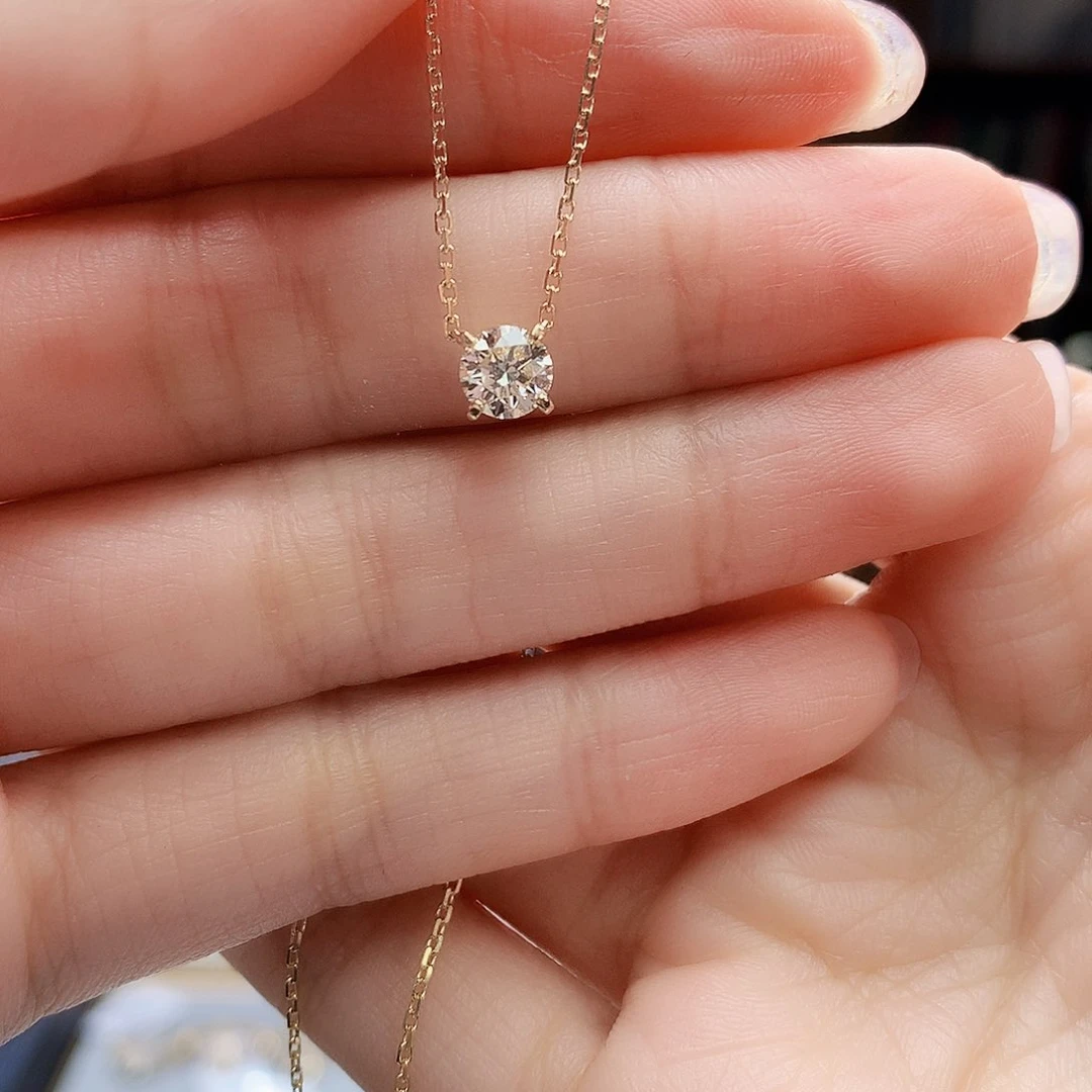 钻石颈饰18K金镶嵌18k金天然钻石项链