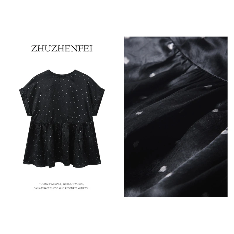 ZHUZHENFEI 波点翻边短袖夏季减龄连衣裙Z352418