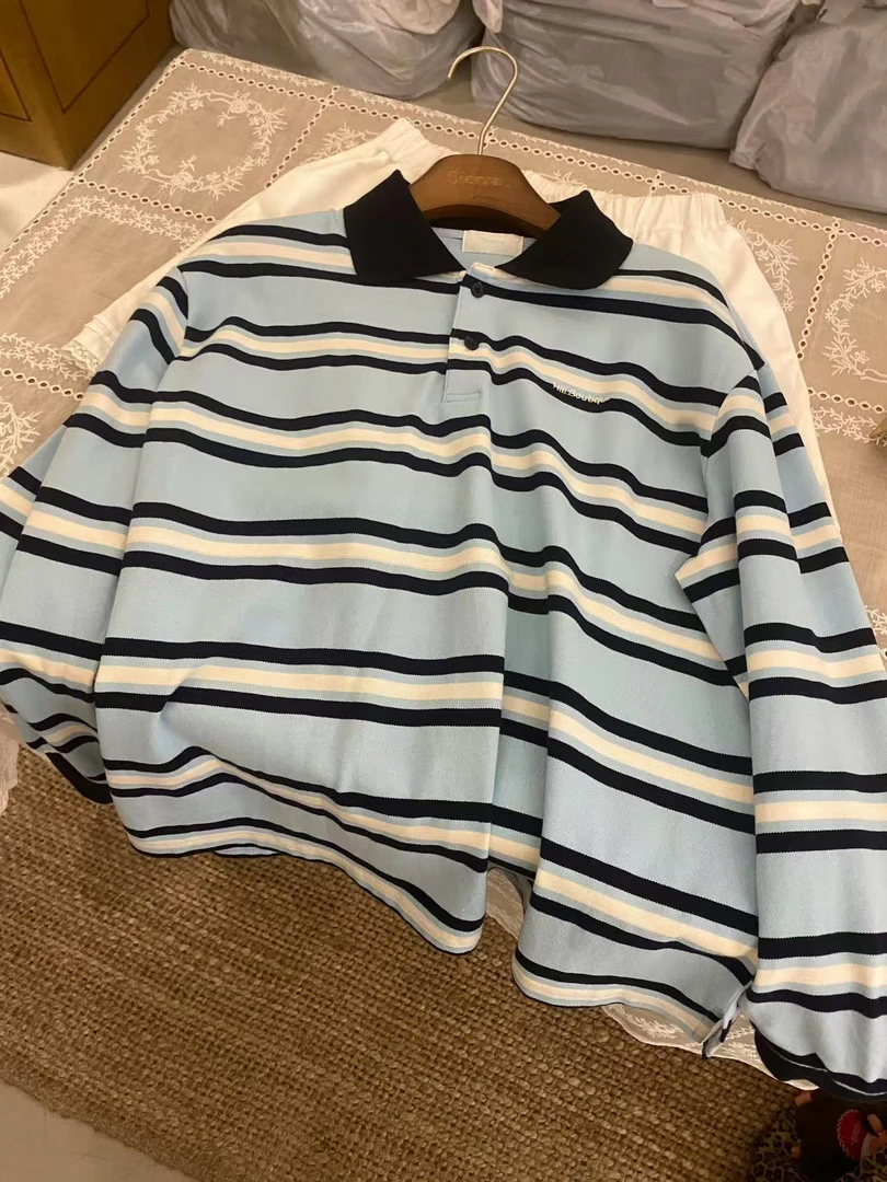 韩国东大门正品女装时尚条纹poloT恤070207（NO退NO换）