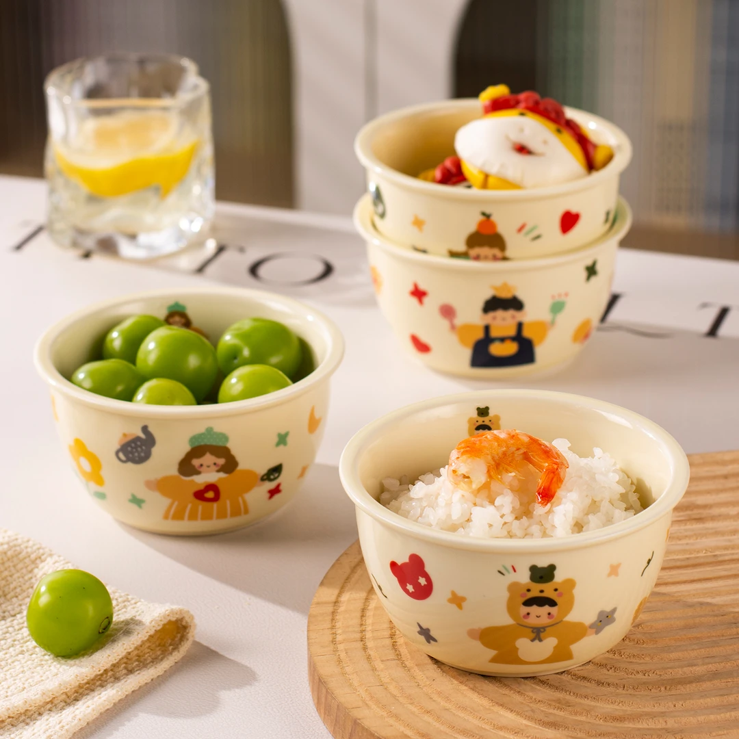一家人饭碗家用2025新款高颜值儿童陶瓷米饭碗家庭专用亲子碗具