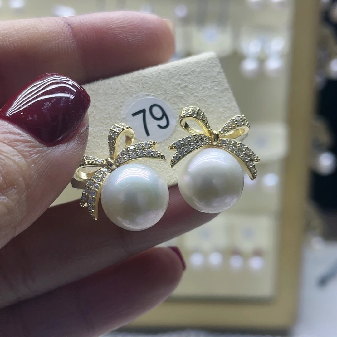 淡水珍珠耳饰银S925镶嵌