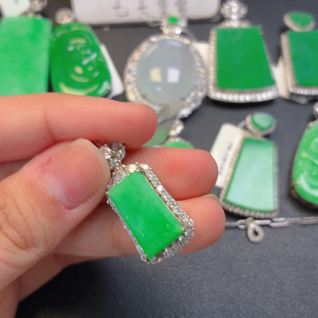 翡翠银S925镶嵌吊坠(不含链)