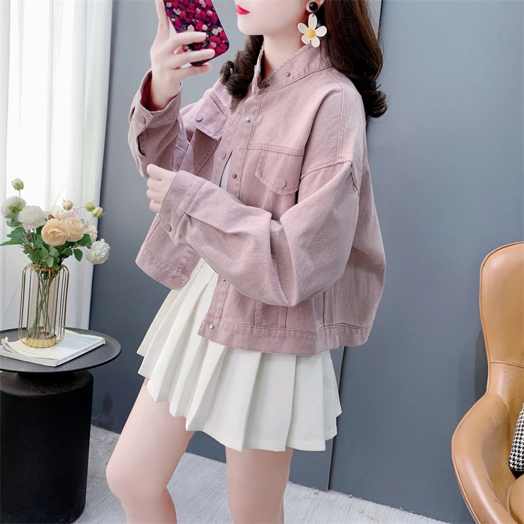 2025年春季新款小个子短款牛仔外套女设计感小众宽松百搭夹克上衣