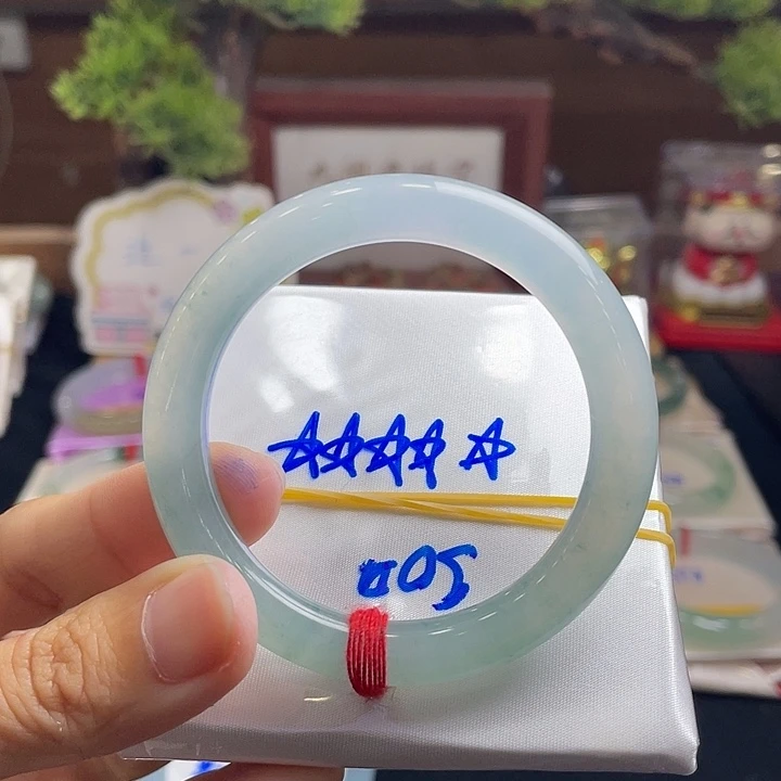 未镶嵌手镯翡翠7号 50+圆条 半山水