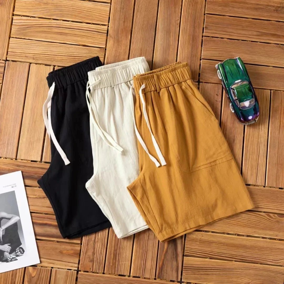 退货补贴 男士春夏户外棉麻混纺透气舒适轻薄短裤 五分裤1314