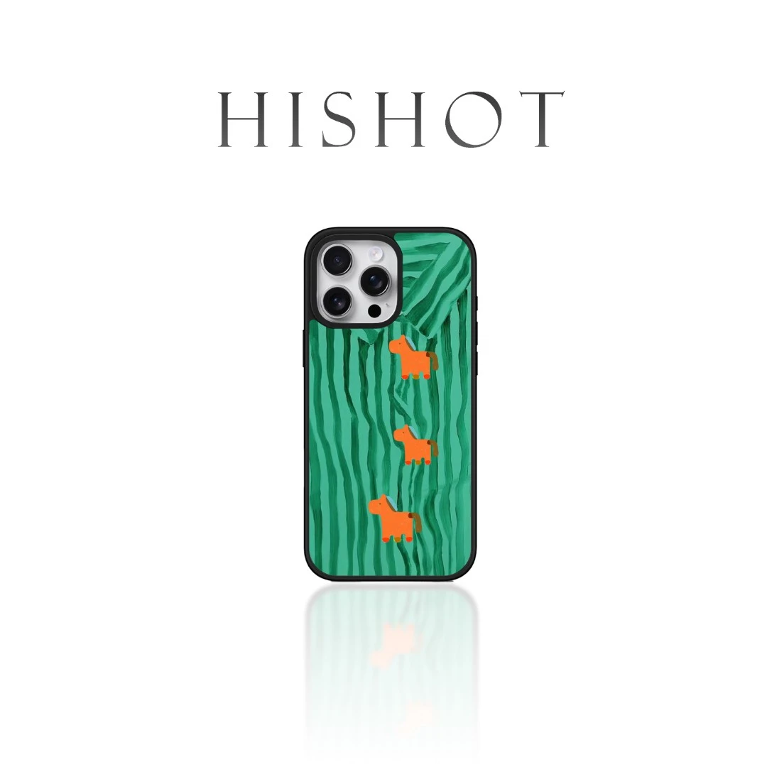 Hishot |条纹小马黑框亚克力全包磨砂适用于苹果iPhone1516pm手机