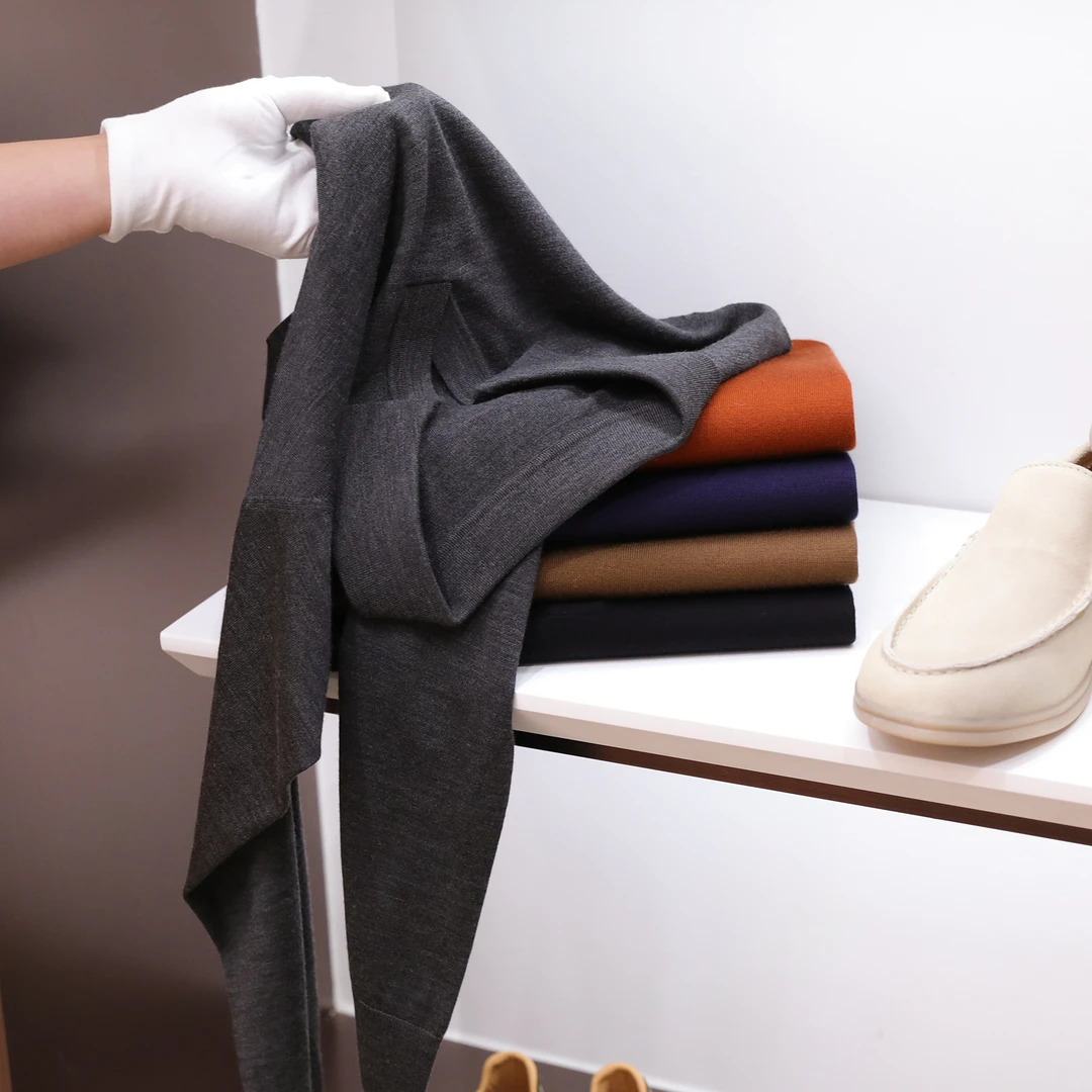 2025秋冬季新款男士叠穿海鸥领针织打底衫宽松纯色内搭毛衣潮1295