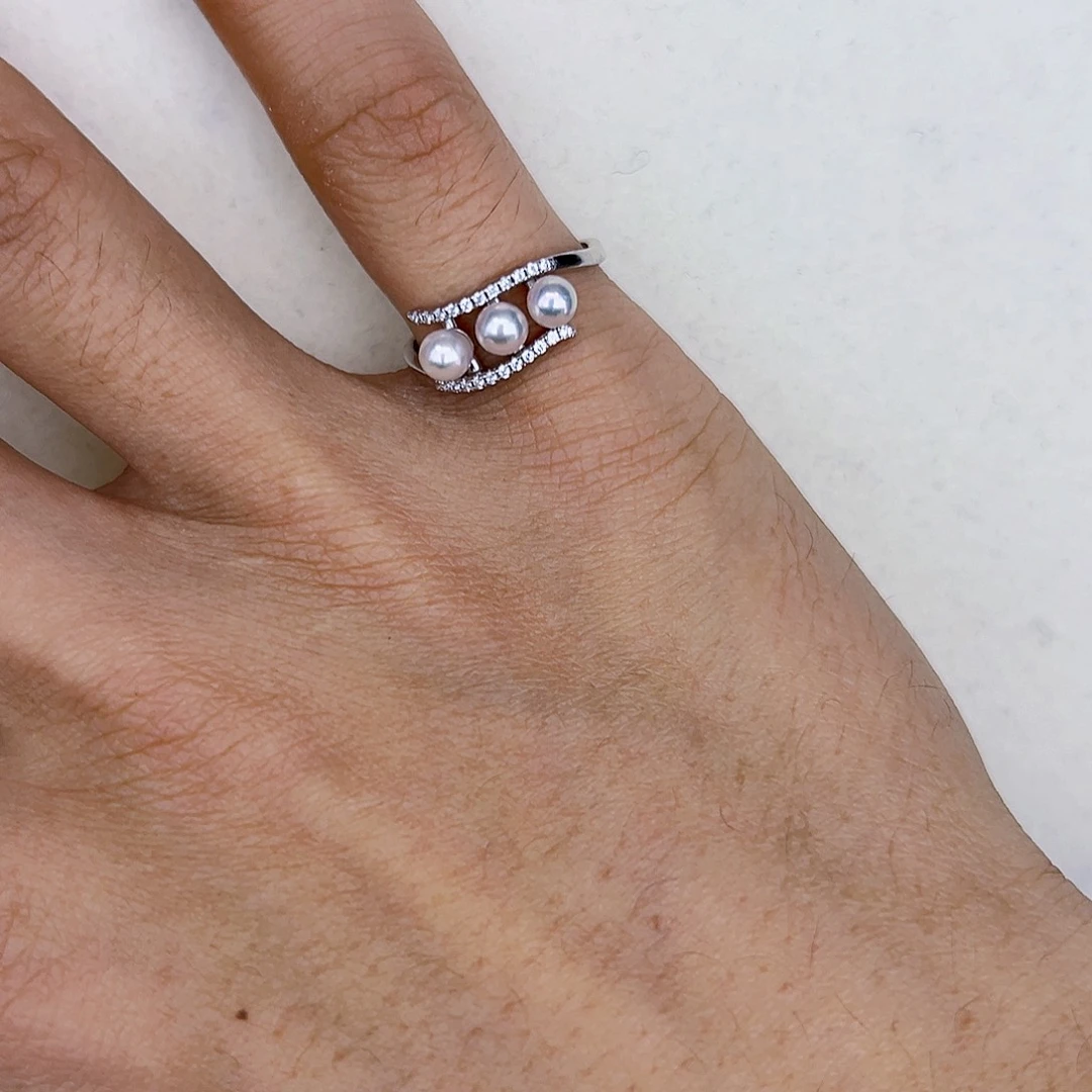 海水珍珠海水akoya设计款戒指4-5mm银S925镶嵌