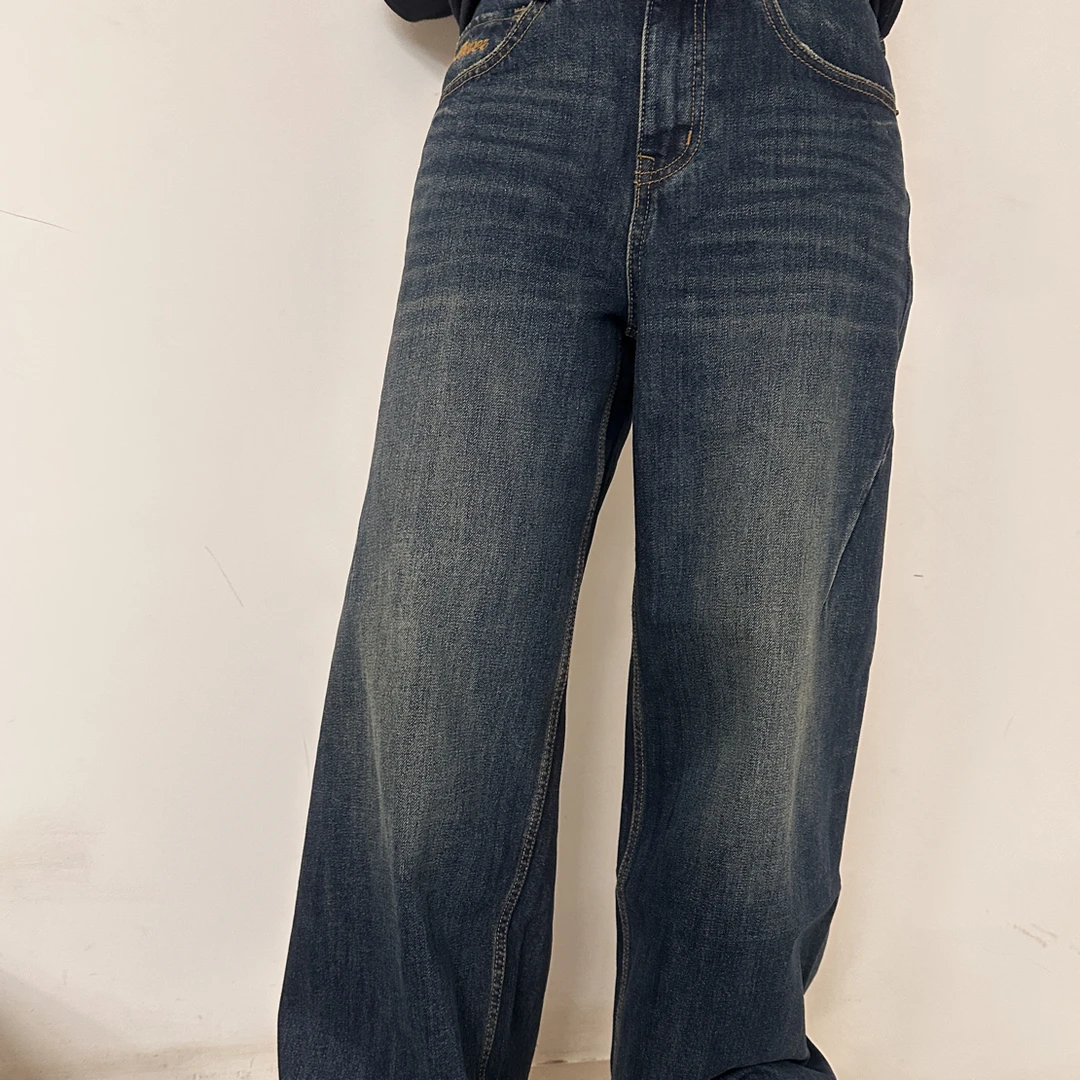 秋原瞳-87802无弹力纯牛仔弯刀裤显瘦高腰时尚休闲百搭复古