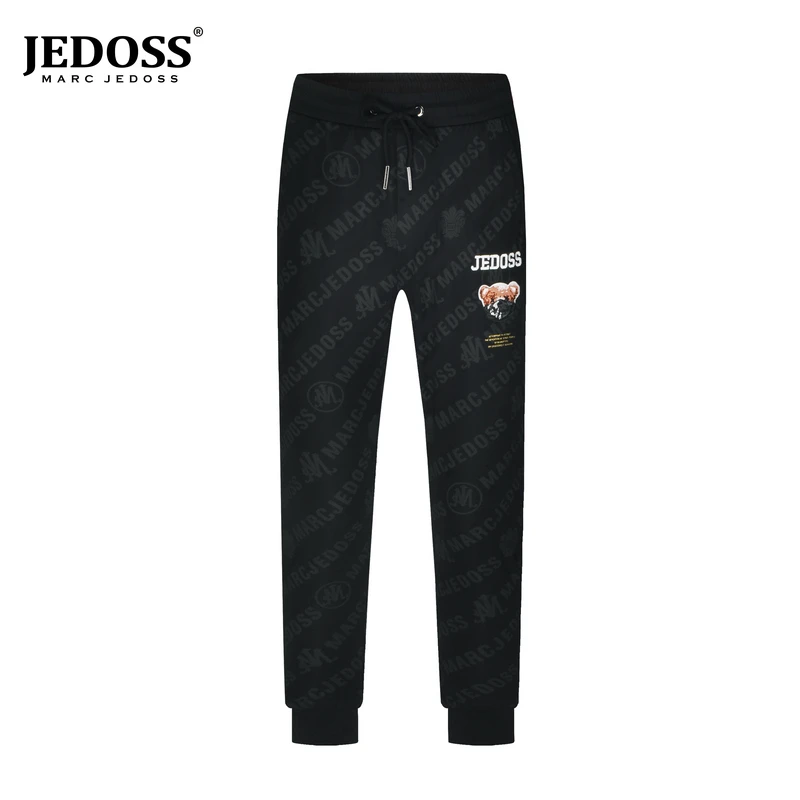 JEDOSS/爵迪斯夏季新款修身熊仔刺绣运动弹力美式长裤九分裤39ZH