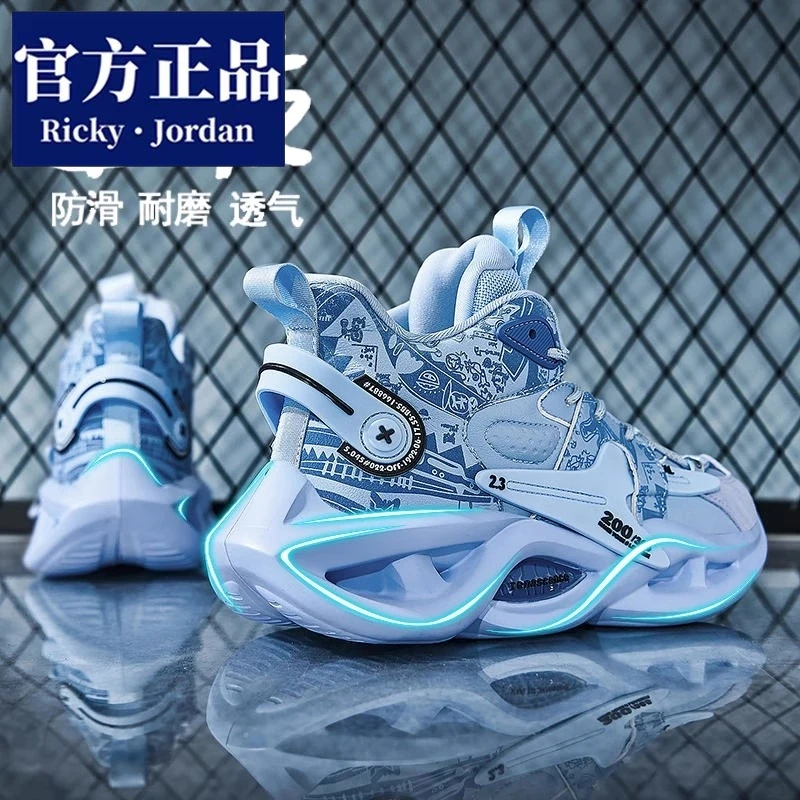 里奇·乔丹高帮运动鞋男款冬季加绒棉鞋初中生篮球莆田男鞋青少年
