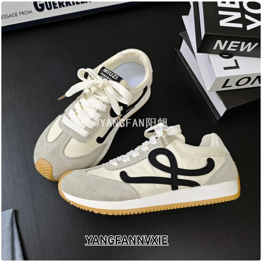 时尚阿甘鞋女2025夏季新款拼色跑步运动鞋软底百搭休闲德训鞋ins