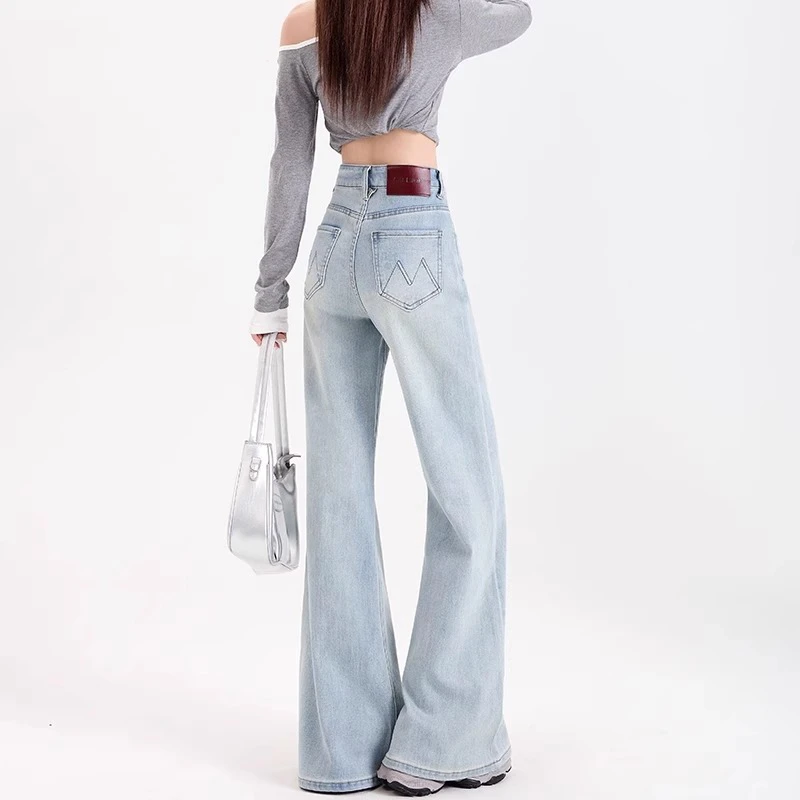 浅色微喇牛仔裤女春季2025新款高腰宽松百搭显瘦垂感阔腿喇叭裤子