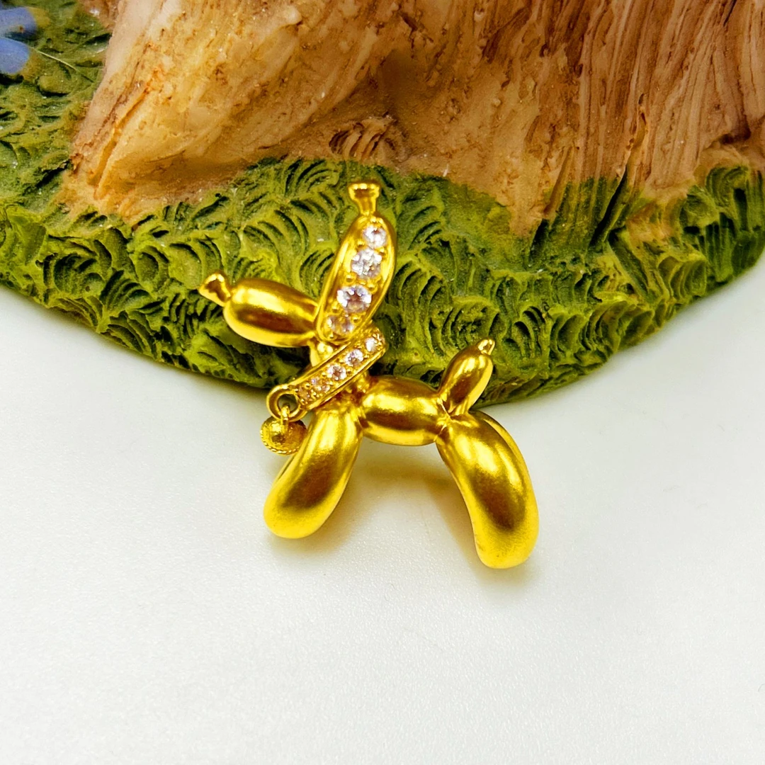 足金999 镶嵌气球狗吊坠 5D工艺 A1